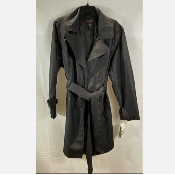 Dana Buchman Women's Black/Python print Trench Jacket Size 2X NWT - Picture 1 of 6